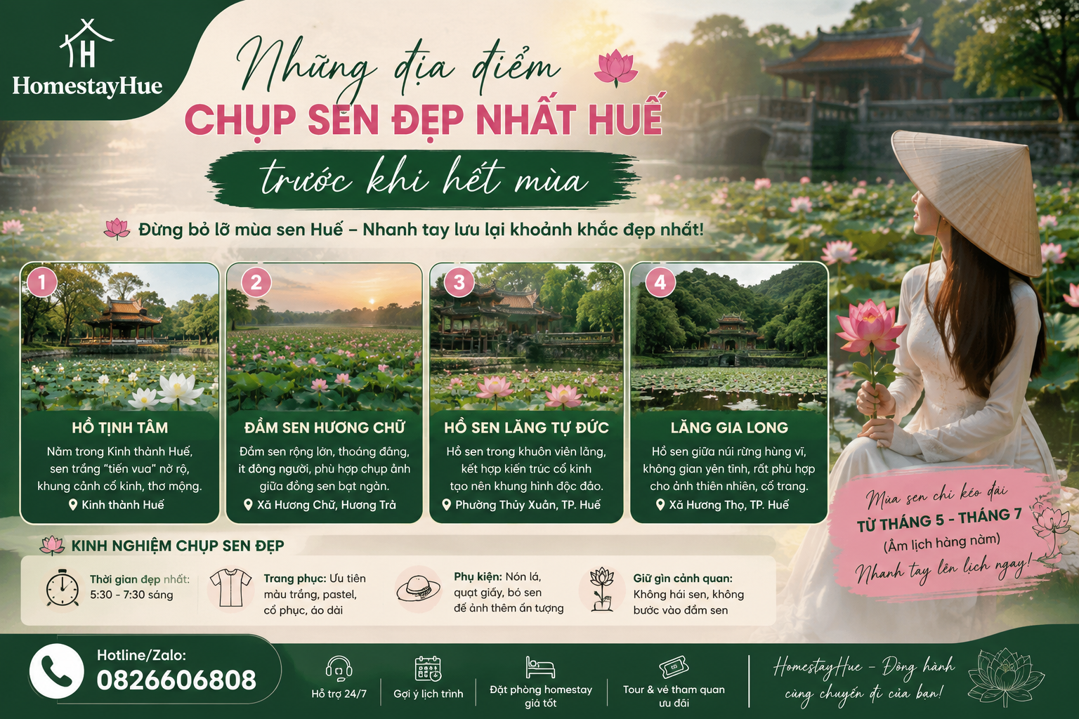 Những địa điểm chụp sen đẹp nhất Huế trước khi hết mùa 2026 – Lưu ngay để không bỏ lỡ