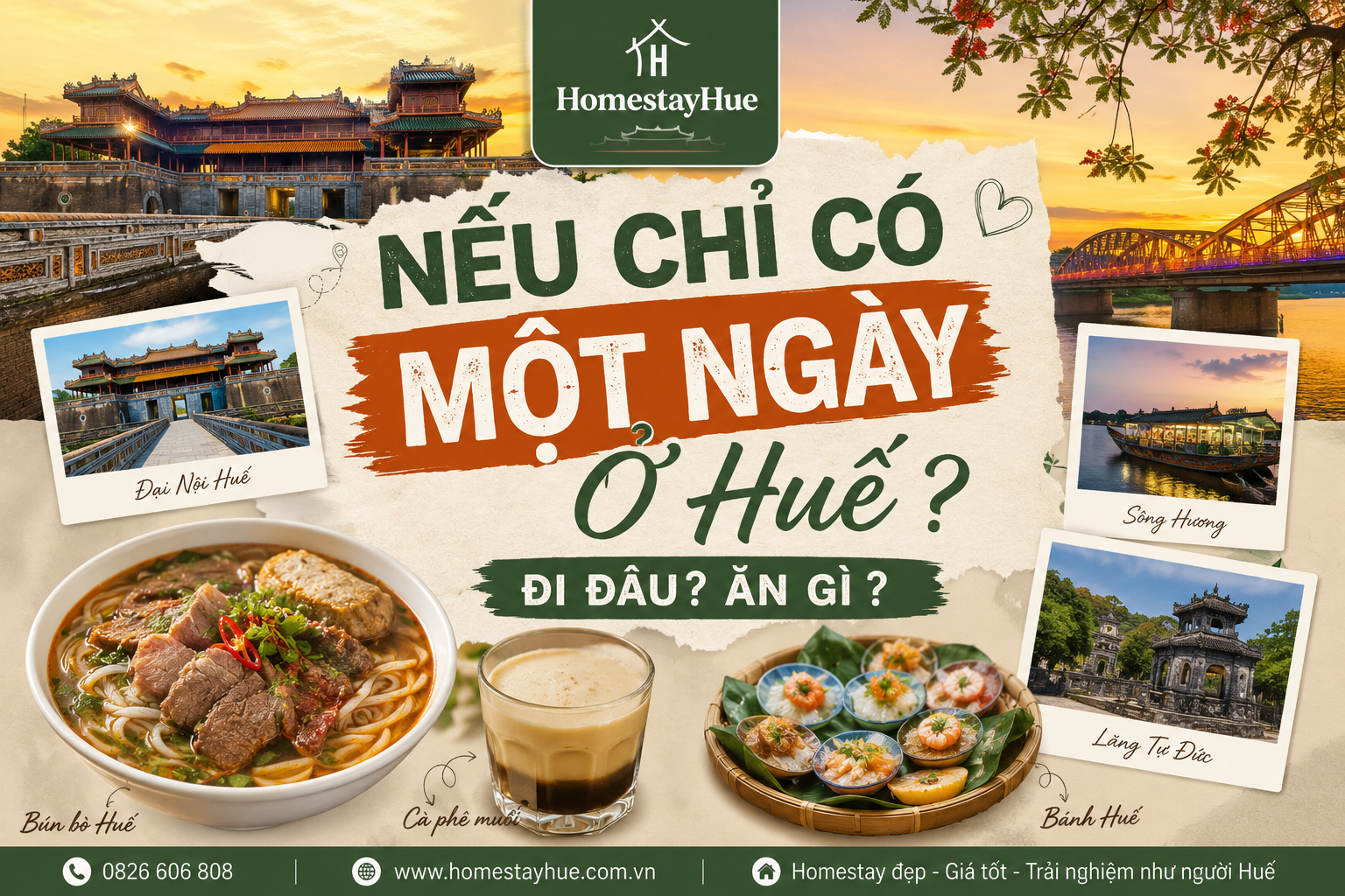 NẾU CHỈ CÓ MỘT NGÀY Ở HUẾ ? ĐI ĐÂU? ĂN GÌ ?