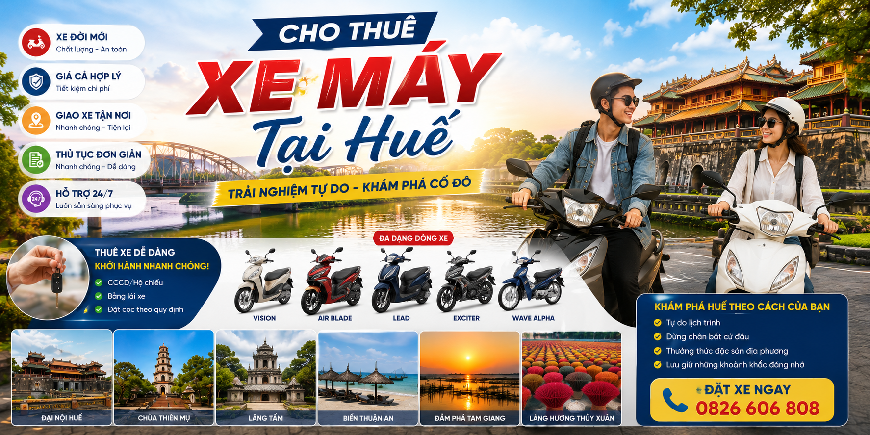 Cho Thuê Xe Máy Tại Huế – Lựa Chọn Hàng Đầu Cho Du Khách Yêu Thích Tự Do