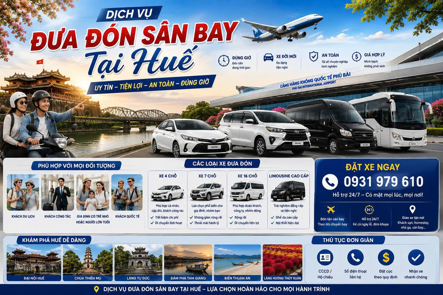 Dịch Vụ Đưa Đón Sân Bay Tại Huế Uy Tín, Tiện Lợi