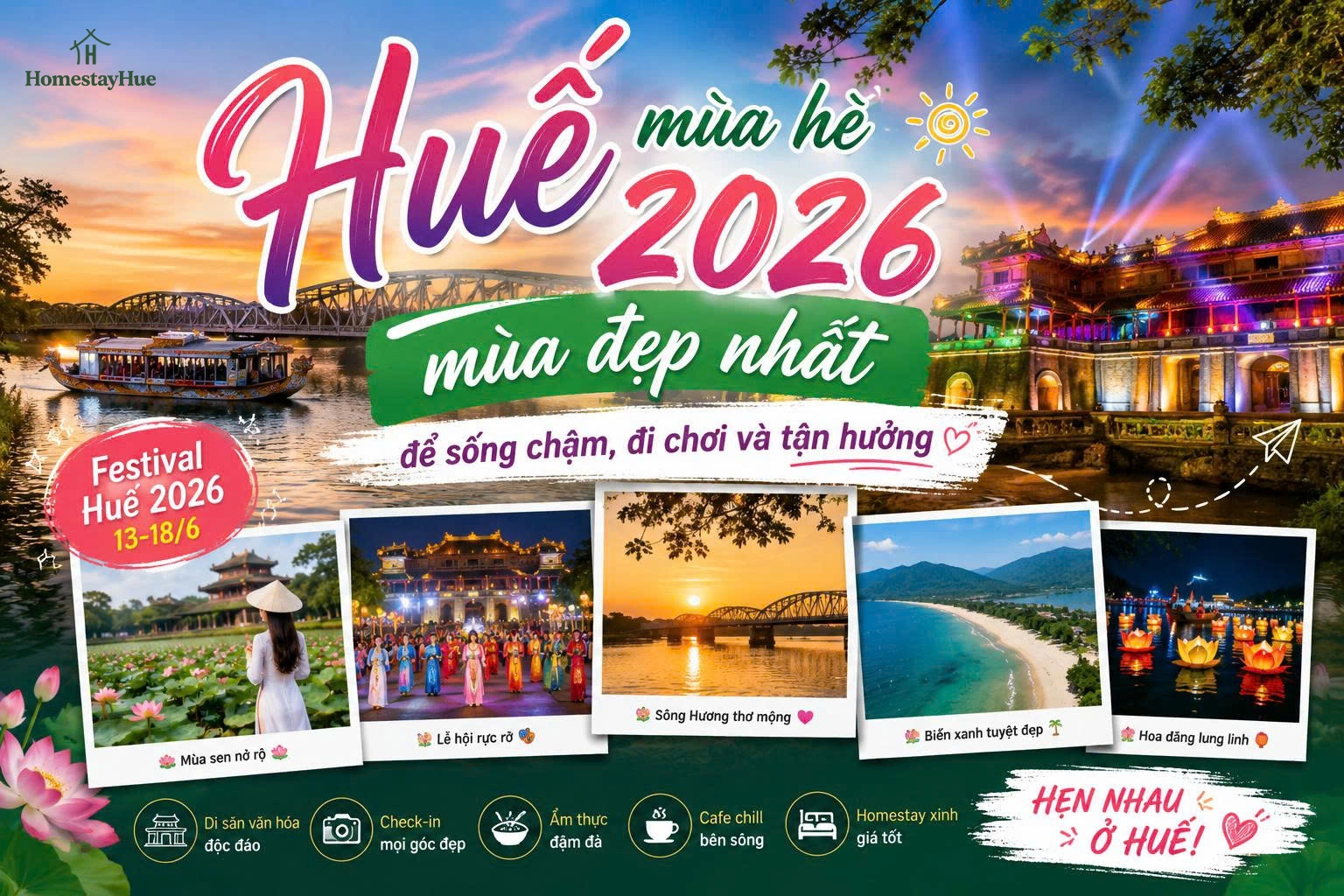 Huế mùa hè 2026 – mùa đẹp nhất để sống chậm, đi chơi và tận hưởng