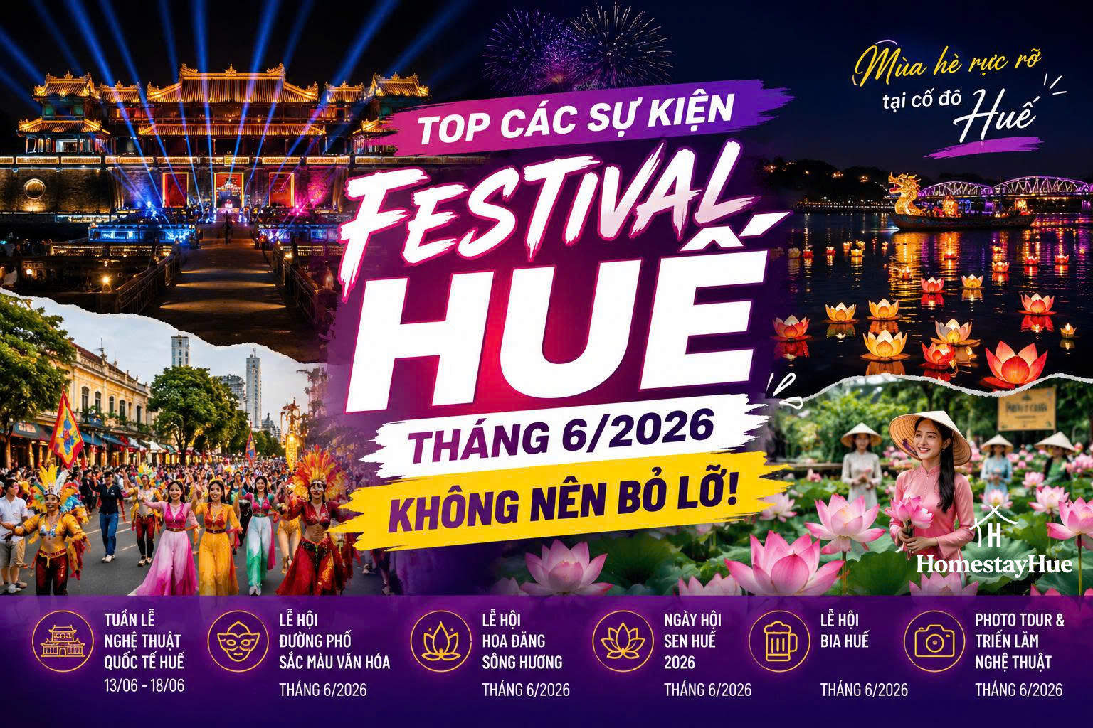 TOP các sự kiện Festival Huế tháng 6/2026 không nên bỏ lỡ