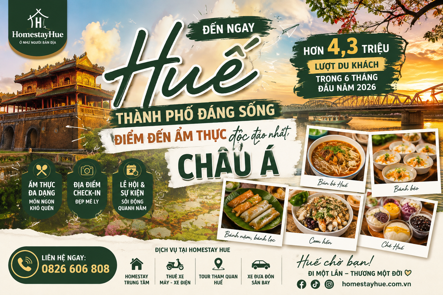Huế đón hơn 4,3 triệu lượt khách trong 6 tháng đầu năm 2026: Vì sao Cố đô đang trở thành điểm đến "phải đến" của du khách?