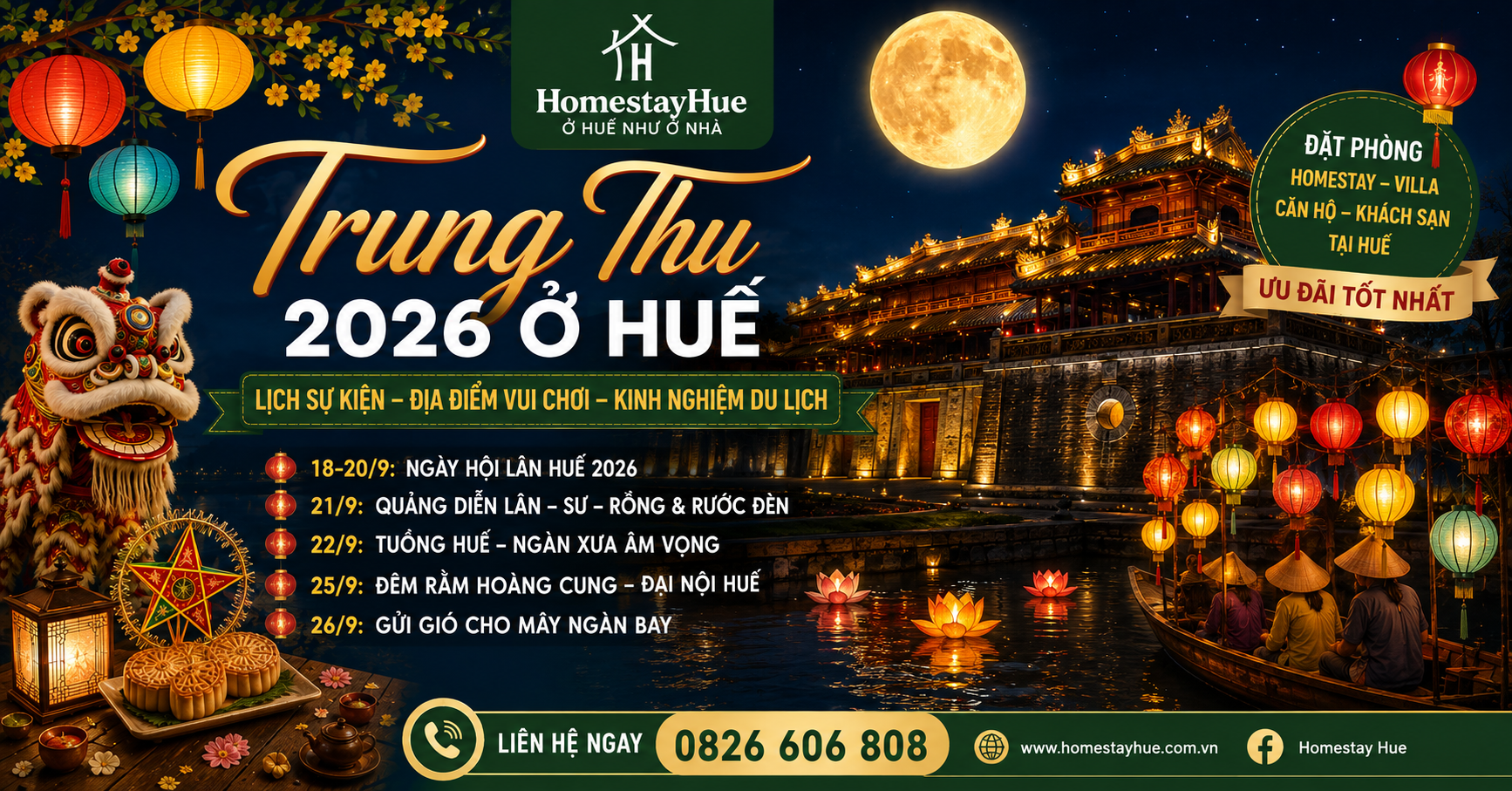 Trung Thu 2026 ở Huế có gì? Lịch sự kiện, địa điểm vui chơi và kinh nghiệm du lịch